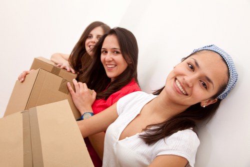 Packed boxes and student belongings ready for a Streatham move