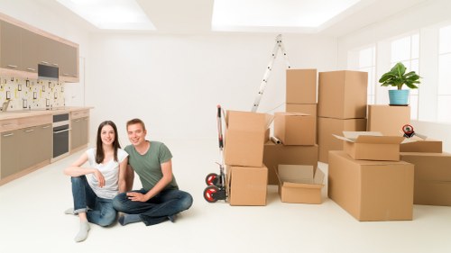 Boxes and furniture ready for a local apartment relocation