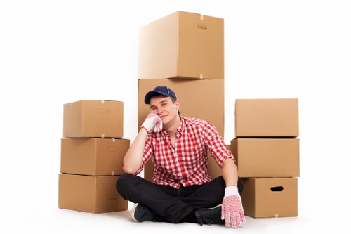 Packed boxes and household items ready for a house move in Streatham